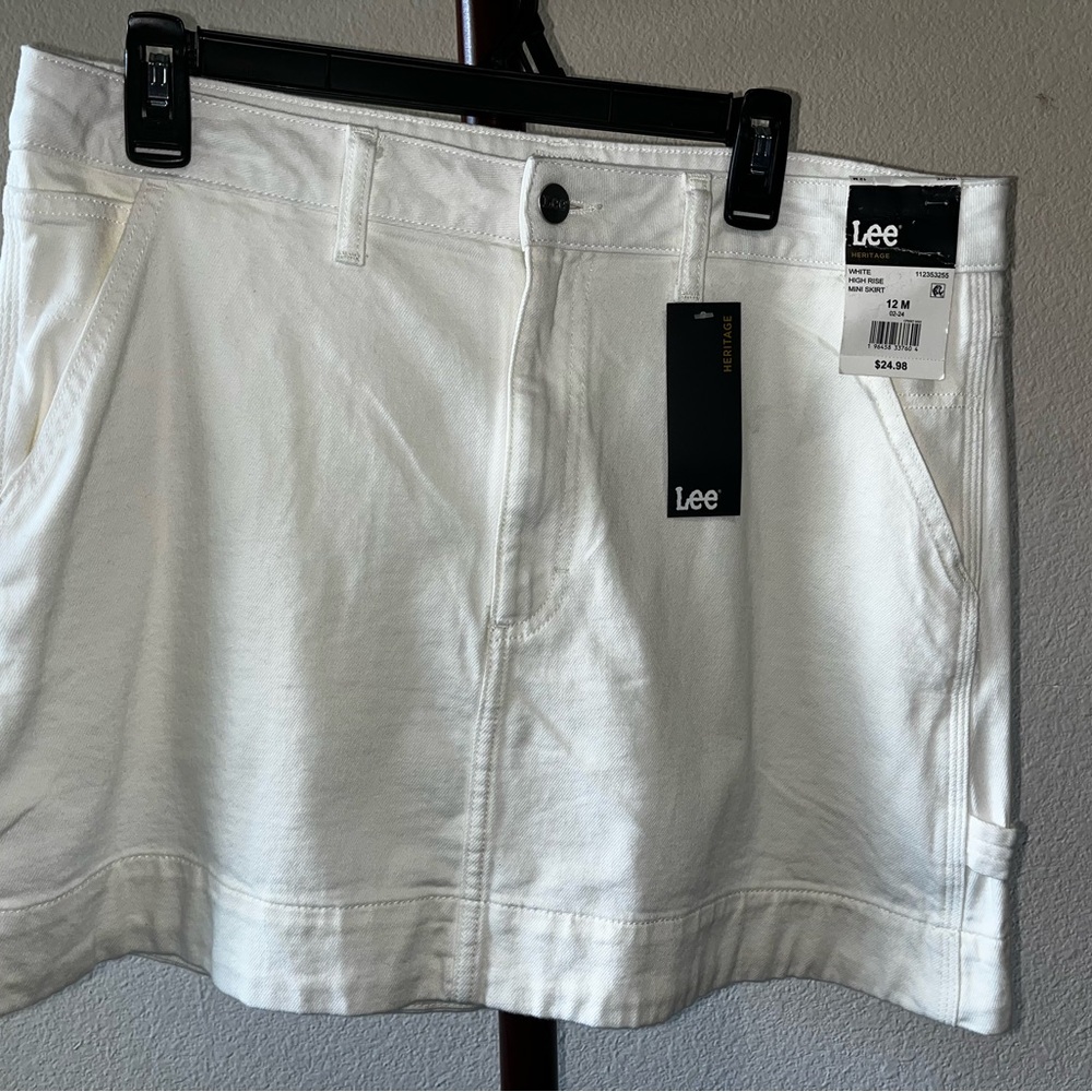 Lee White High Rise Mini Skirt